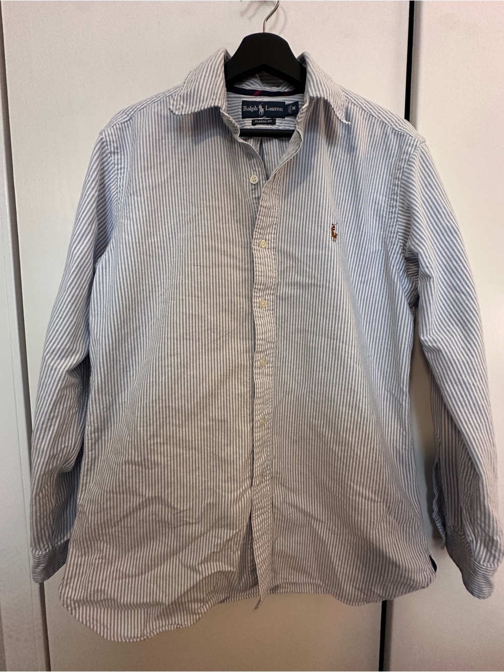 Ralph Lauren Men’s Light Blue & White Pinstripe Button-Down Shirt